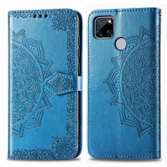 Custodia Portafoglio In Pelle Fantasia Modello Cover con Supporto per Realme C12 Blu