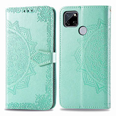 Custodia Portafoglio In Pelle Fantasia Modello Cover con Supporto per Realme C12 Verde