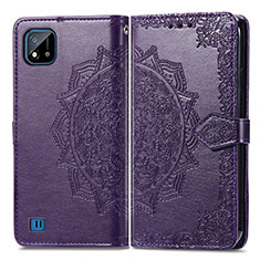 Custodia Portafoglio In Pelle Fantasia Modello Cover con Supporto per Realme C20 Viola