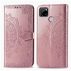 Custodia Portafoglio In Pelle Fantasia Modello Cover con Supporto per Realme C25S Oro Rosa