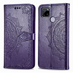 Custodia Portafoglio In Pelle Fantasia Modello Cover con Supporto per Realme C25S Viola