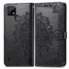 Custodia Portafoglio In Pelle Fantasia Modello Cover con Supporto per Realme C25Y India Nero