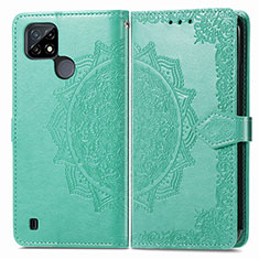 Custodia Portafoglio In Pelle Fantasia Modello Cover con Supporto per Realme C25Y India Verde