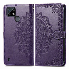 Custodia Portafoglio In Pelle Fantasia Modello Cover con Supporto per Realme C25Y India Viola