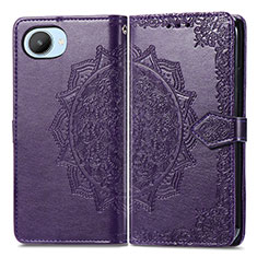 Custodia Portafoglio In Pelle Fantasia Modello Cover con Supporto per Realme C30 Viola