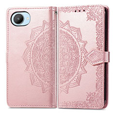 Custodia Portafoglio In Pelle Fantasia Modello Cover con Supporto per Realme C30s Oro Rosa