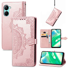 Custodia Portafoglio In Pelle Fantasia Modello Cover con Supporto per Realme C33 (2023) Oro Rosa