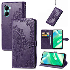 Custodia Portafoglio In Pelle Fantasia Modello Cover con Supporto per Realme C33 (2023) Viola