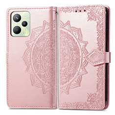 Custodia Portafoglio In Pelle Fantasia Modello Cover con Supporto per Realme C35 Oro Rosa