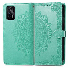 Custodia Portafoglio In Pelle Fantasia Modello Cover con Supporto per Realme GT 5G Verde