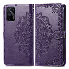 Custodia Portafoglio In Pelle Fantasia Modello Cover con Supporto per Realme GT Neo 2T 5G Viola