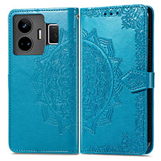 Custodia Portafoglio In Pelle Fantasia Modello Cover con Supporto per Realme GT3 5G Blu