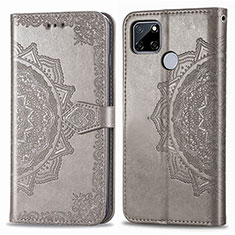 Custodia Portafoglio In Pelle Fantasia Modello Cover con Supporto per Realme Narzo 20 Grigio