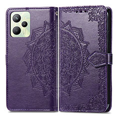 Custodia Portafoglio In Pelle Fantasia Modello Cover con Supporto per Realme Narzo 50A Prime Viola