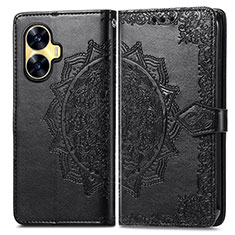 Custodia Portafoglio In Pelle Fantasia Modello Cover con Supporto per Realme Narzo N55 Nero