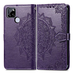 Custodia Portafoglio In Pelle Fantasia Modello Cover con Supporto per Realme V3 5G Viola