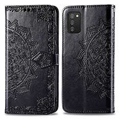 Custodia Portafoglio In Pelle Fantasia Modello Cover con Supporto per Samsung Galaxy A02s Nero