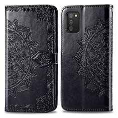 Custodia Portafoglio In Pelle Fantasia Modello Cover con Supporto per Samsung Galaxy A03s Nero