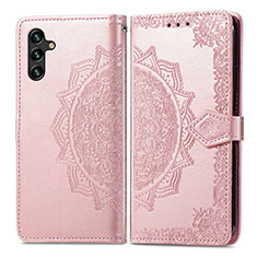 Custodia Portafoglio In Pelle Fantasia Modello Cover con Supporto per Samsung Galaxy A04s Oro Rosa