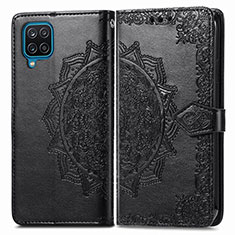 Custodia Portafoglio In Pelle Fantasia Modello Cover con Supporto per Samsung Galaxy A12 Nacho Nero