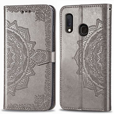 Custodia Portafoglio In Pelle Fantasia Modello Cover con Supporto per Samsung Galaxy A20e Grigio