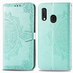 Custodia Portafoglio In Pelle Fantasia Modello Cover con Supporto per Samsung Galaxy A20e Verde