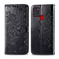 Custodia Portafoglio In Pelle Fantasia Modello Cover con Supporto per Samsung Galaxy A21s Nero