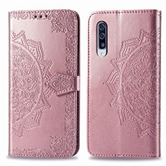 Custodia Portafoglio In Pelle Fantasia Modello Cover con Supporto per Samsung Galaxy A30S Oro Rosa