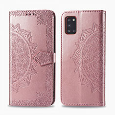 Custodia Portafoglio In Pelle Fantasia Modello Cover con Supporto per Samsung Galaxy A31 Oro Rosa