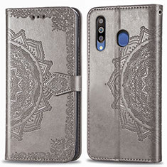 Custodia Portafoglio In Pelle Fantasia Modello Cover con Supporto per Samsung Galaxy A40s Grigio