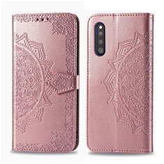 Custodia Portafoglio In Pelle Fantasia Modello Cover con Supporto per Samsung Galaxy A41 SC-41A Oro Rosa