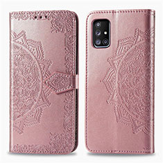 Custodia Portafoglio In Pelle Fantasia Modello Cover con Supporto per Samsung Galaxy A51 5G Oro Rosa