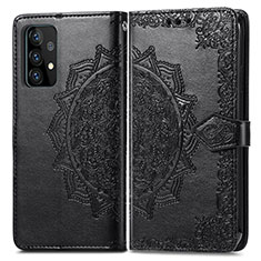 Custodia Portafoglio In Pelle Fantasia Modello Cover con Supporto per Samsung Galaxy A52 4G Nero