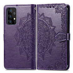 Custodia Portafoglio In Pelle Fantasia Modello Cover con Supporto per Samsung Galaxy A52 4G Viola