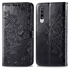 Custodia Portafoglio In Pelle Fantasia Modello Cover con Supporto per Samsung Galaxy A70S Nero