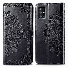 Custodia Portafoglio In Pelle Fantasia Modello Cover con Supporto per Samsung Galaxy A71 5G Nero