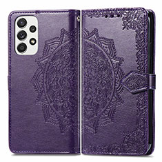 Custodia Portafoglio In Pelle Fantasia Modello Cover con Supporto per Samsung Galaxy A73 5G Viola