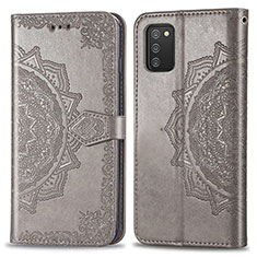 Custodia Portafoglio In Pelle Fantasia Modello Cover con Supporto per Samsung Galaxy F02S SM-E025F Grigio