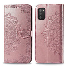 Custodia Portafoglio In Pelle Fantasia Modello Cover con Supporto per Samsung Galaxy F02S SM-E025F Oro Rosa