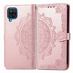 Custodia Portafoglio In Pelle Fantasia Modello Cover con Supporto per Samsung Galaxy F12 Oro Rosa