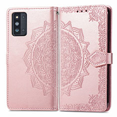 Custodia Portafoglio In Pelle Fantasia Modello Cover con Supporto per Samsung Galaxy F52 5G Oro Rosa