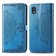 Custodia Portafoglio In Pelle Fantasia Modello Cover con Supporto per Samsung Galaxy M01 Core Blu