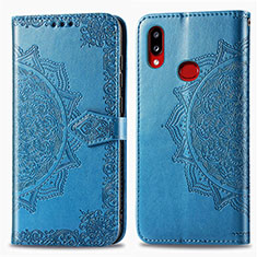 Custodia Portafoglio In Pelle Fantasia Modello Cover con Supporto per Samsung Galaxy M01s Blu