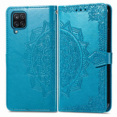 Custodia Portafoglio In Pelle Fantasia Modello Cover con Supporto per Samsung Galaxy M12 Blu