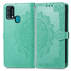 Custodia Portafoglio In Pelle Fantasia Modello Cover con Supporto per Samsung Galaxy M31 Prime Edition Verde
