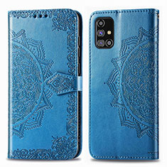 Custodia Portafoglio In Pelle Fantasia Modello Cover con Supporto per Samsung Galaxy M31s Blu