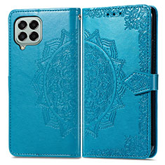 Custodia Portafoglio In Pelle Fantasia Modello Cover con Supporto per Samsung Galaxy M33 5G Blu