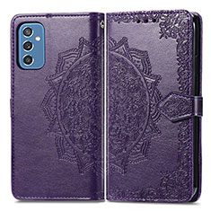 Custodia Portafoglio In Pelle Fantasia Modello Cover con Supporto per Samsung Galaxy M52 5G Viola