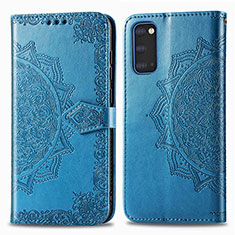 Custodia Portafoglio In Pelle Fantasia Modello Cover con Supporto per Samsung Galaxy S20 Blu