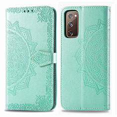 Custodia Portafoglio In Pelle Fantasia Modello Cover con Supporto per Samsung Galaxy S20 FE 4G Verde